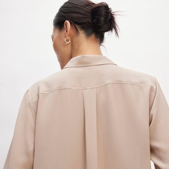 Everlane The Utility Shirt in Washable Silk ‘Burnt Sugar’  Brown Size 0 $150 - Picture 13 of 15